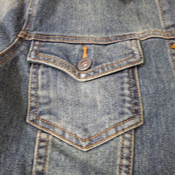 Vintage Just FAB Cropped Distressed Jean Jacket  Sz XL - Picture 5 of 12